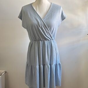 Caution To The Wind Light Blue Wrap Mini Dress